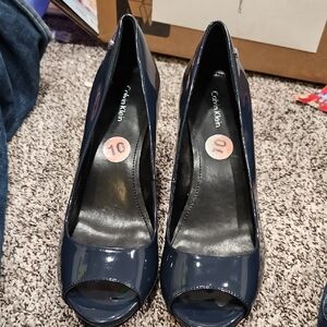 Calvin Klein Women's Navy Peep Toe Heels